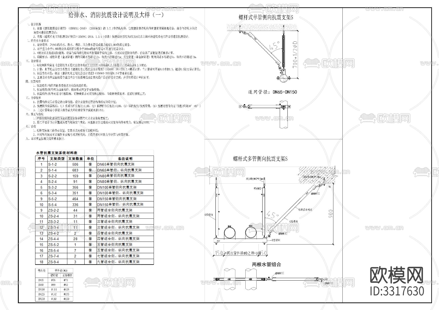 多种抗震支架大样图下载（渲染图2）