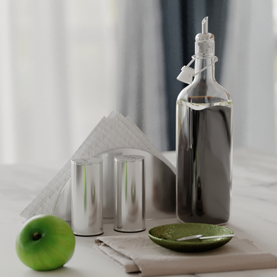  水杯 餐具 水果 托盘 摆件su模型 