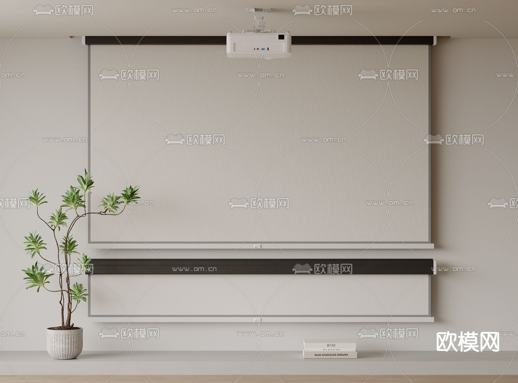 投影仪 投影幕布su模型下载（渲染图2）