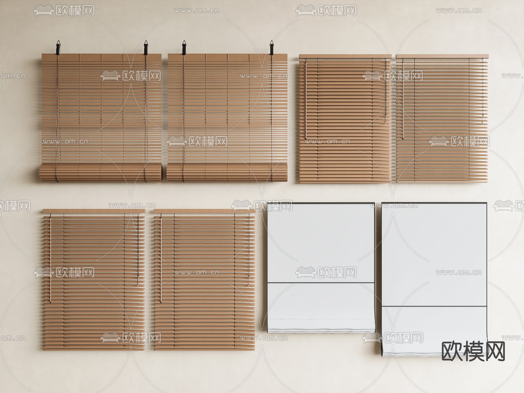 新中式百叶帘 卷帘 拉帘su模型下载（渲染图2）