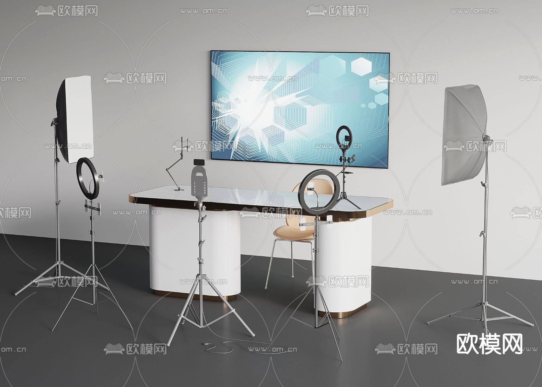 直播间 补光灯su模型下载（渲染图2）