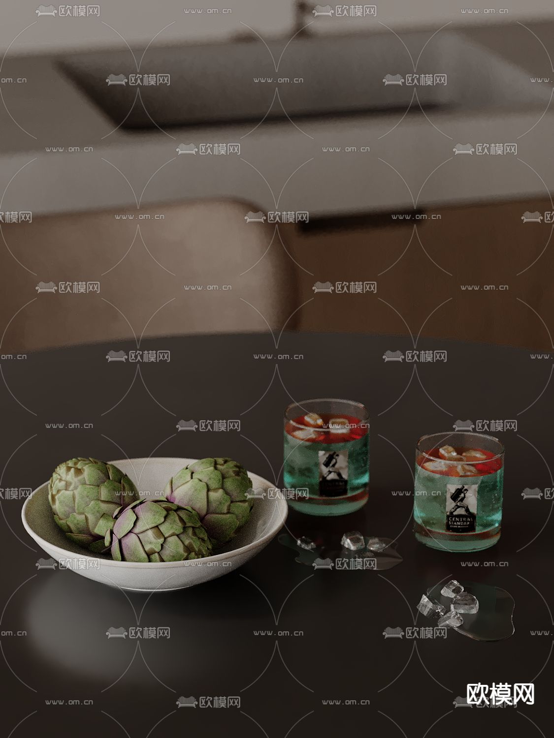 果盘 碗具 饮料杯su模型下载（渲染图2）