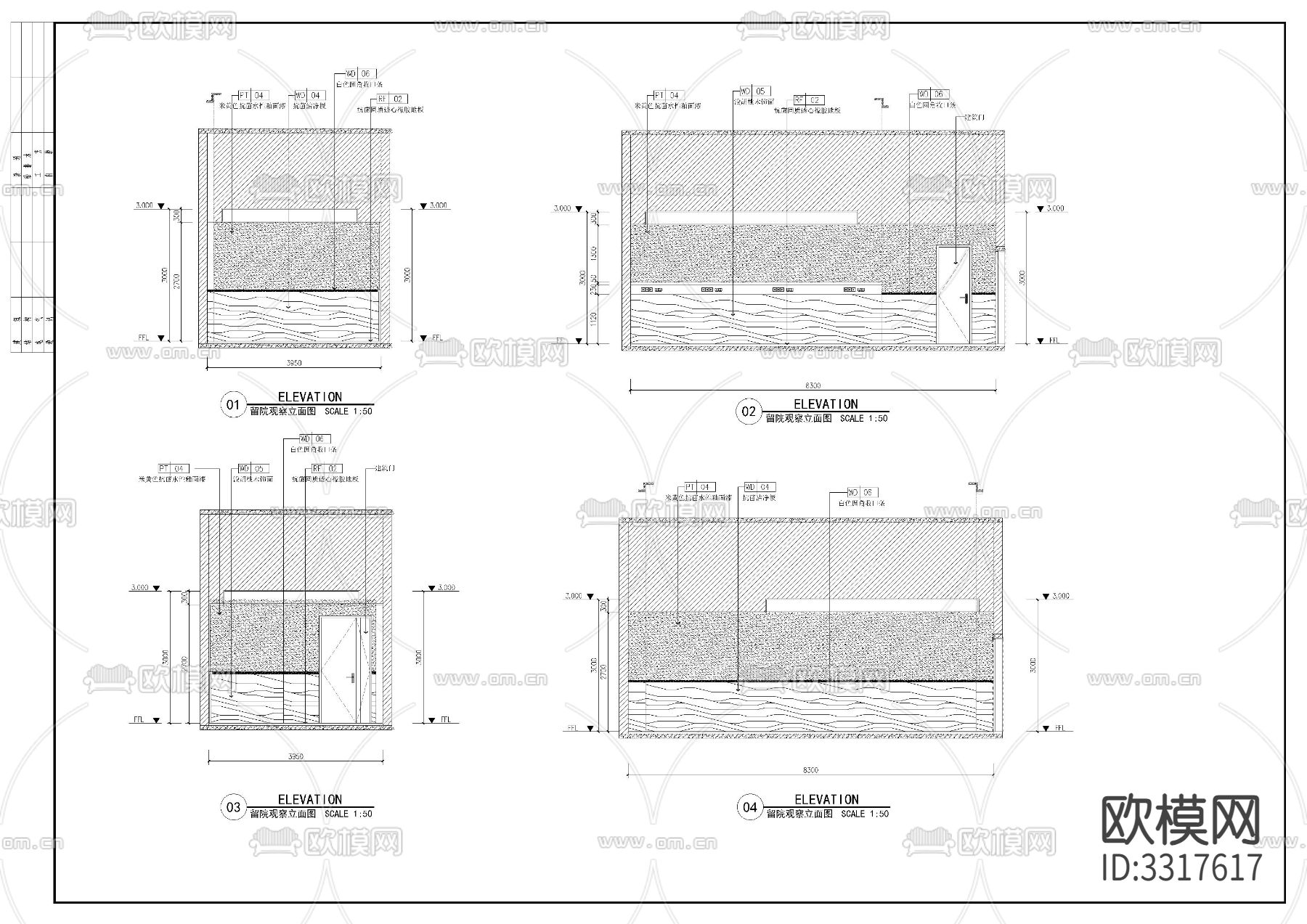 地下室 急诊室cad平面图下载（渲染图5）