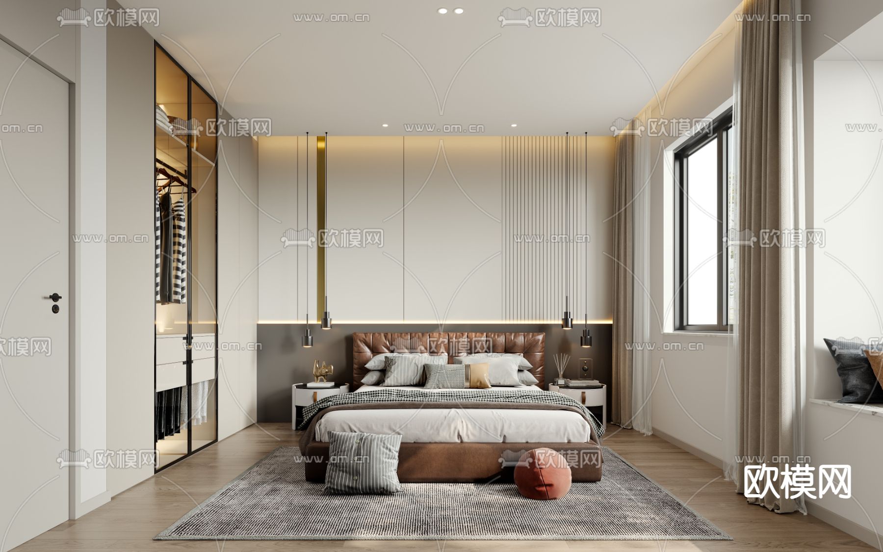 现代卧室 主卧 主人房3d模型下载
