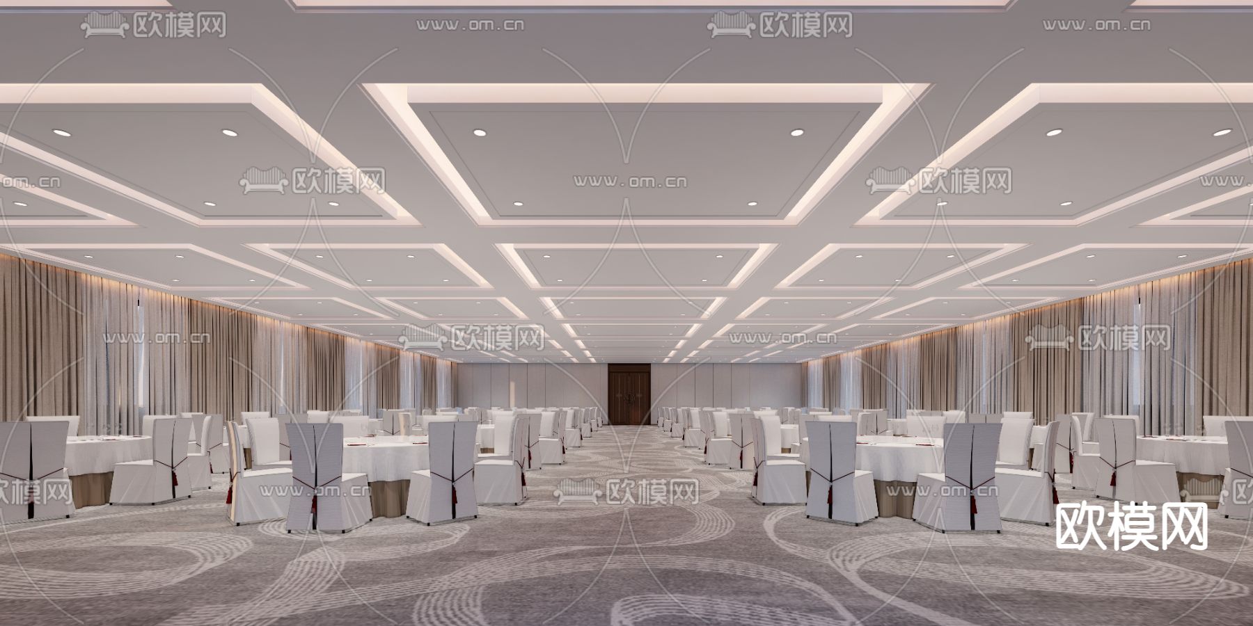 酒店宴会厅su模型下载（渲染图2）