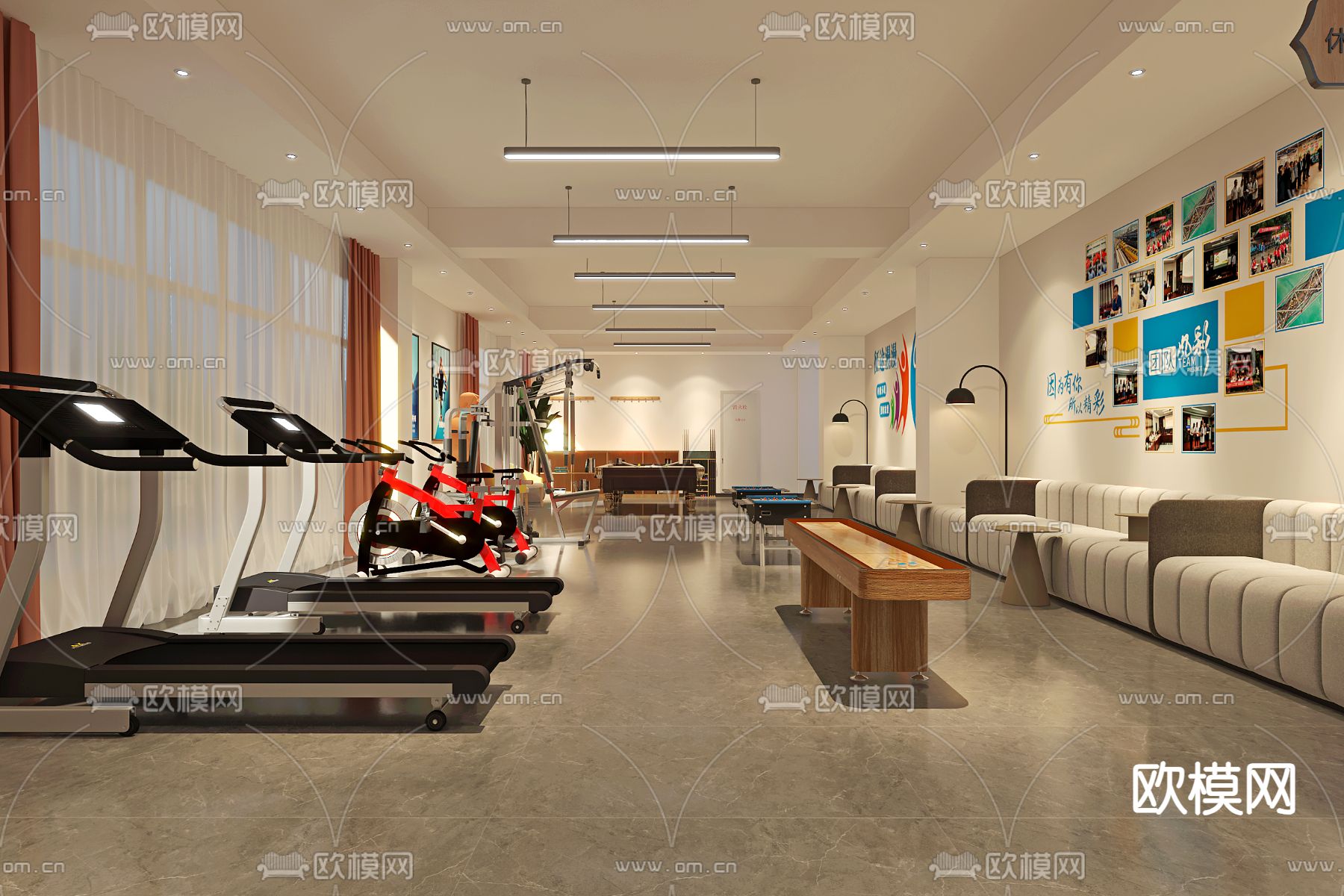 现代健身房3d模型下载（渲染图1）