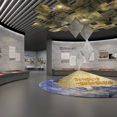  现代校史馆 发展历程墙su模型 