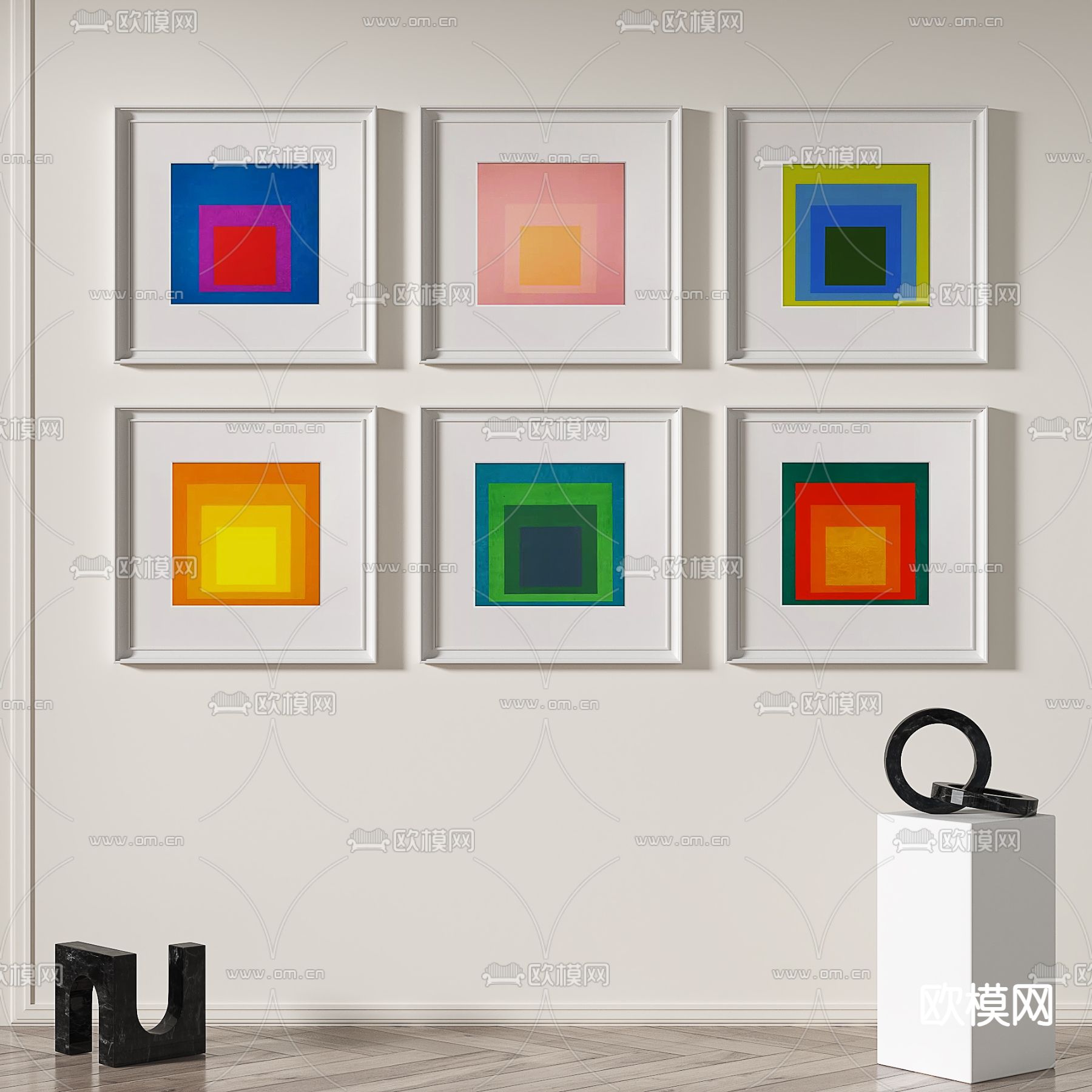 孟菲斯挂画 几何抽象画 装饰画3d模型下载