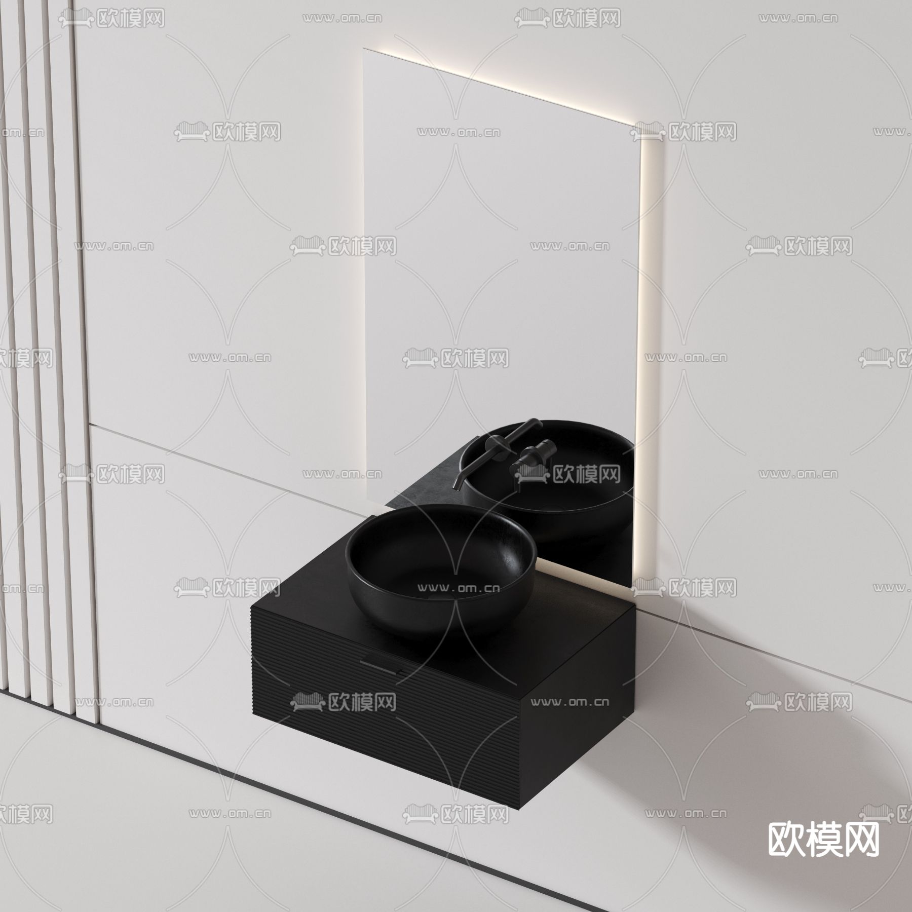 暗黑风台盆 洗手台3d模型下载