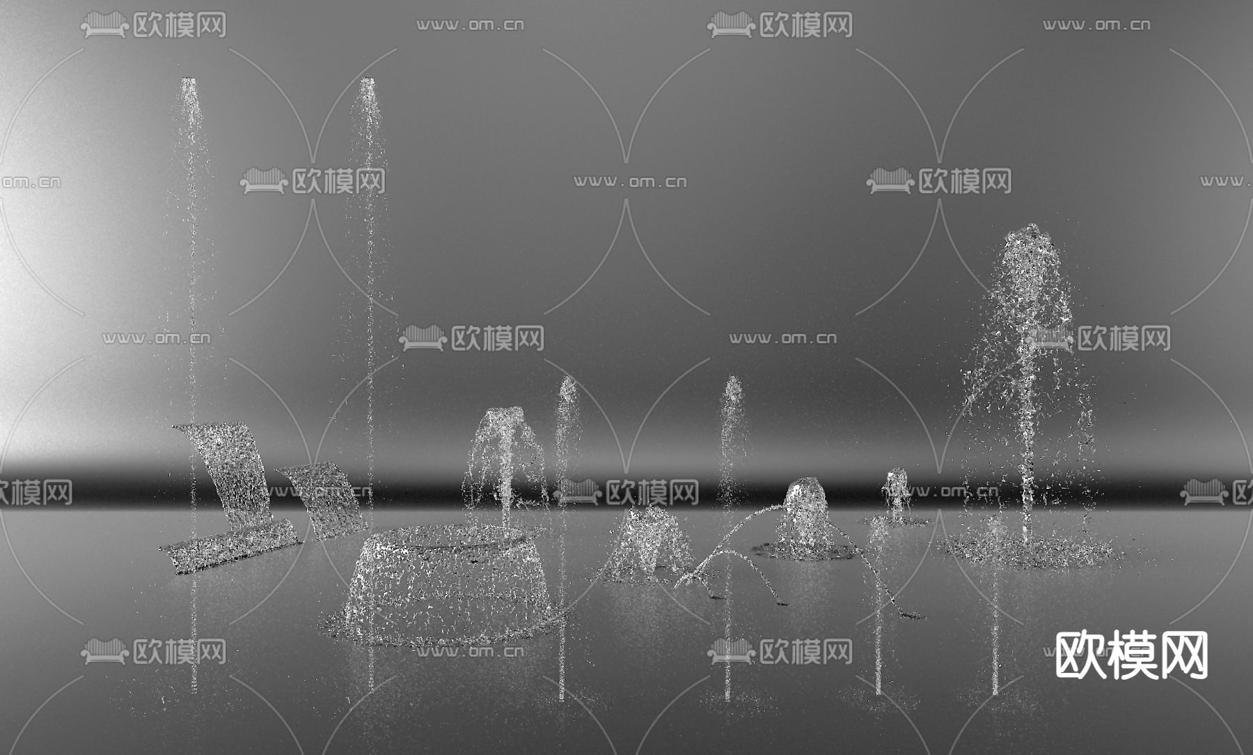 喷泉 流水 跌水3d模型下载