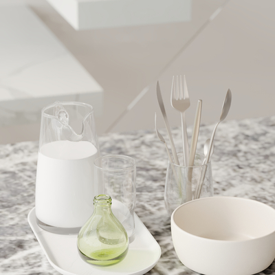  碗具 杯具 碗筷 刀叉su模型 