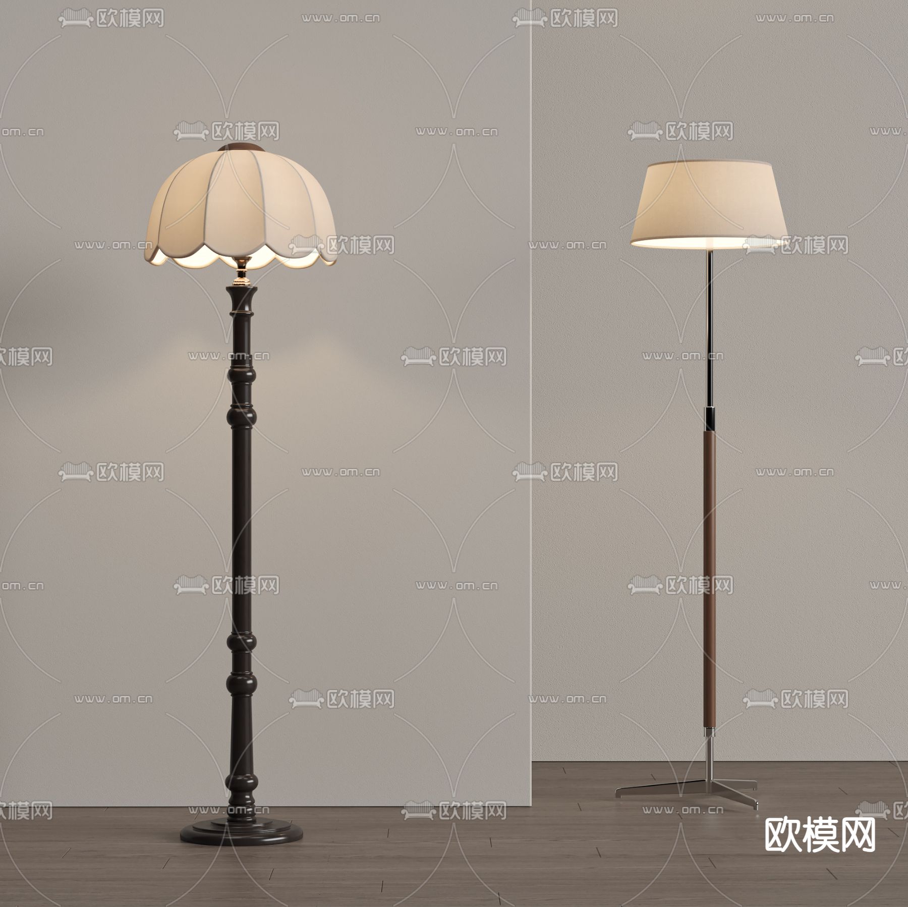 中古风落地灯3d模型下载