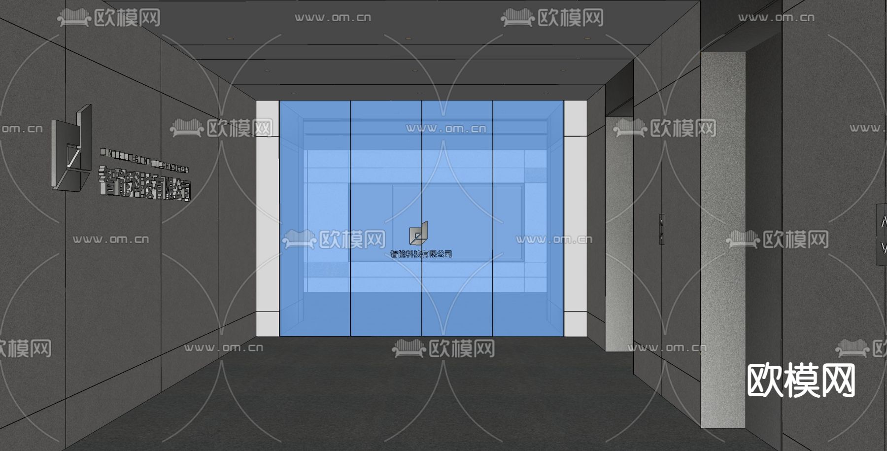 现代电梯 过道su模型下载（渲染图6）