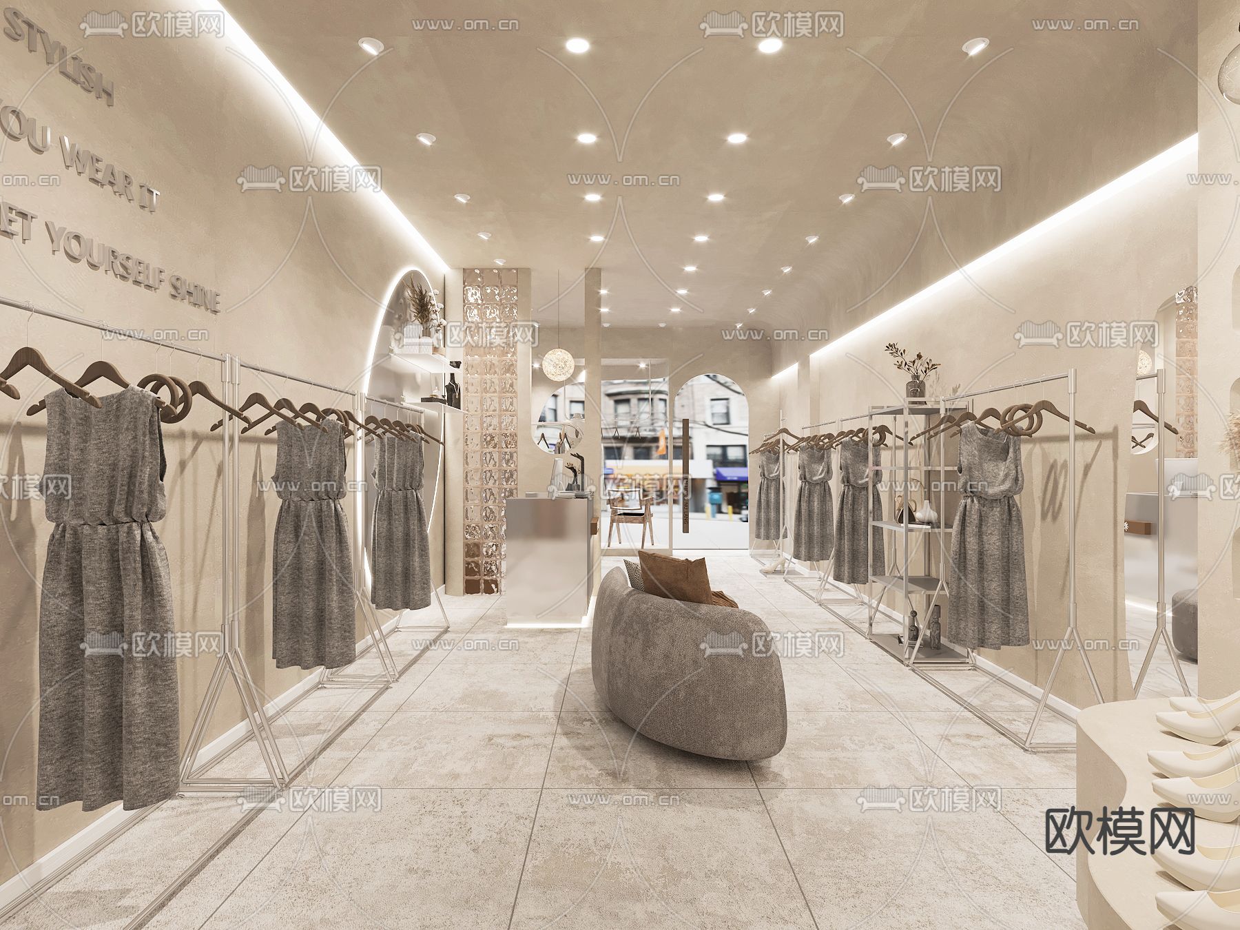 侘寂服装店3d模型下载（渲染图4）