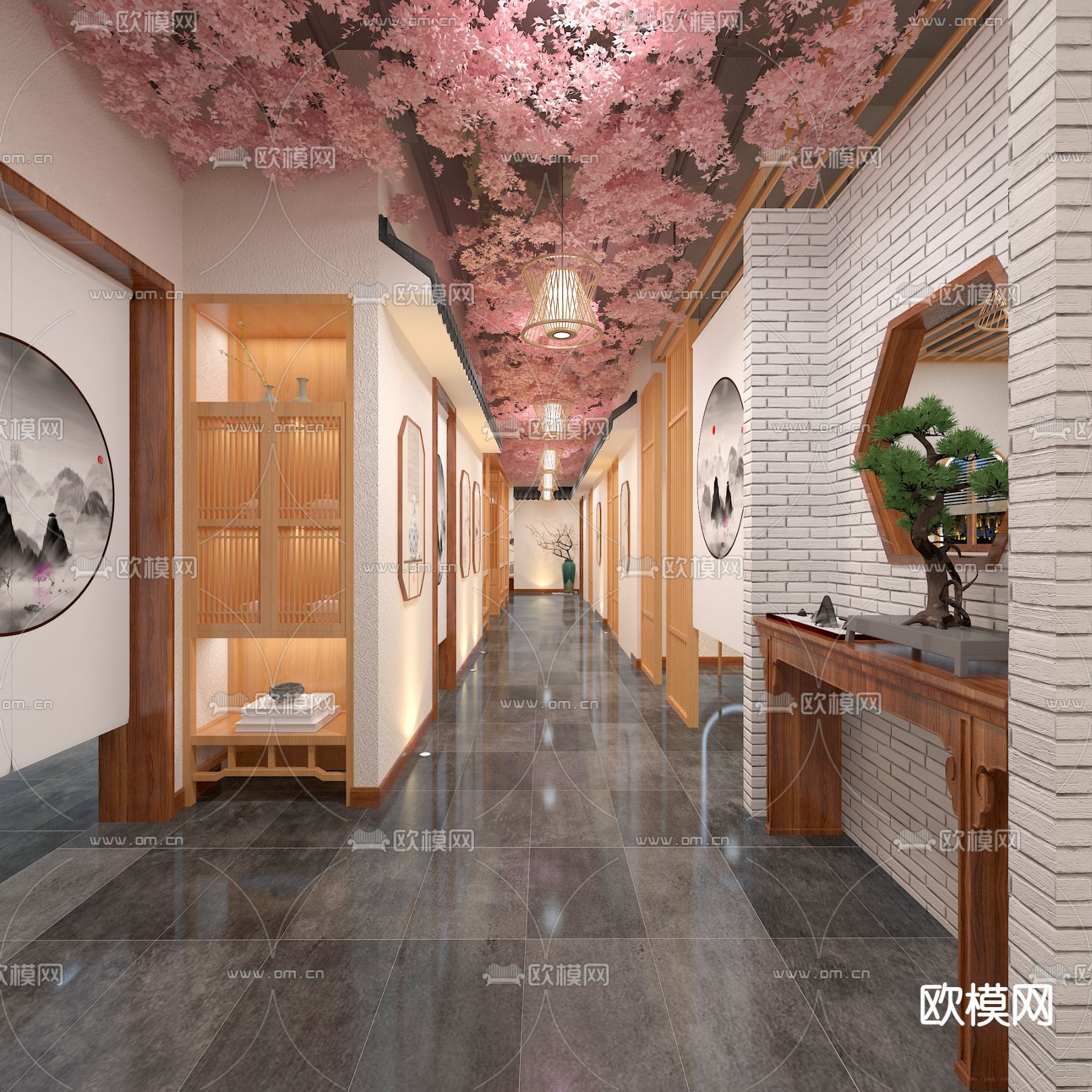 日式足疗店 洗浴店 沐足店3d模型下载（渲染图1）