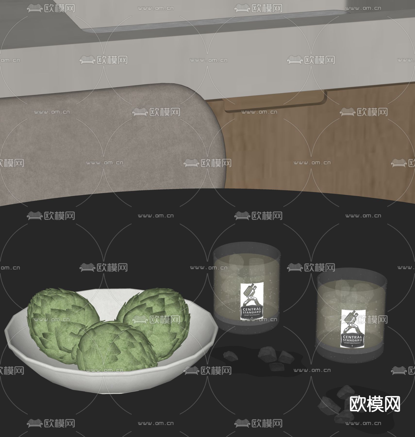 果盘 碗具 饮料杯su模型下载（渲染图1）