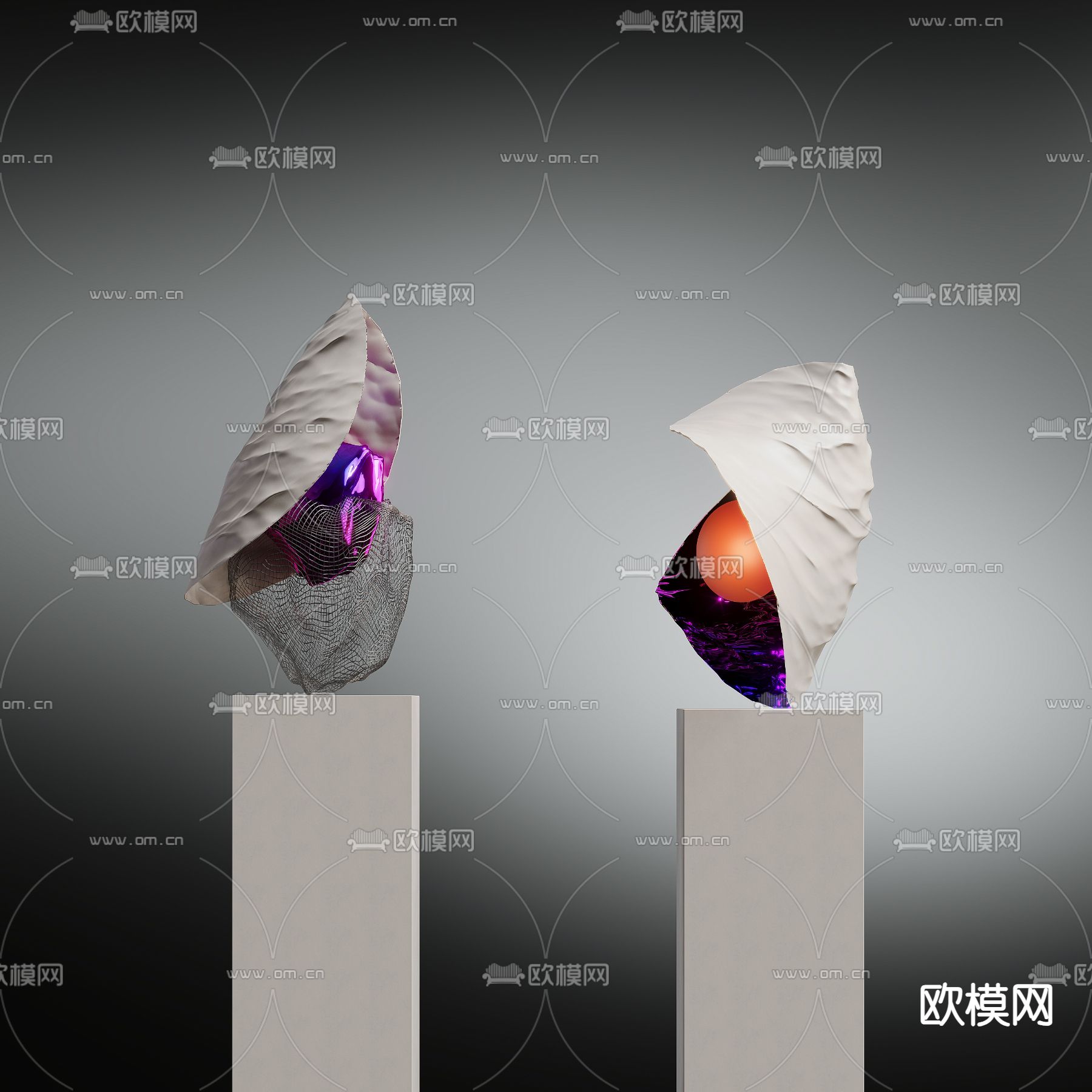 抽象雕塑 艺术摆件3d模型下载（渲染图1）