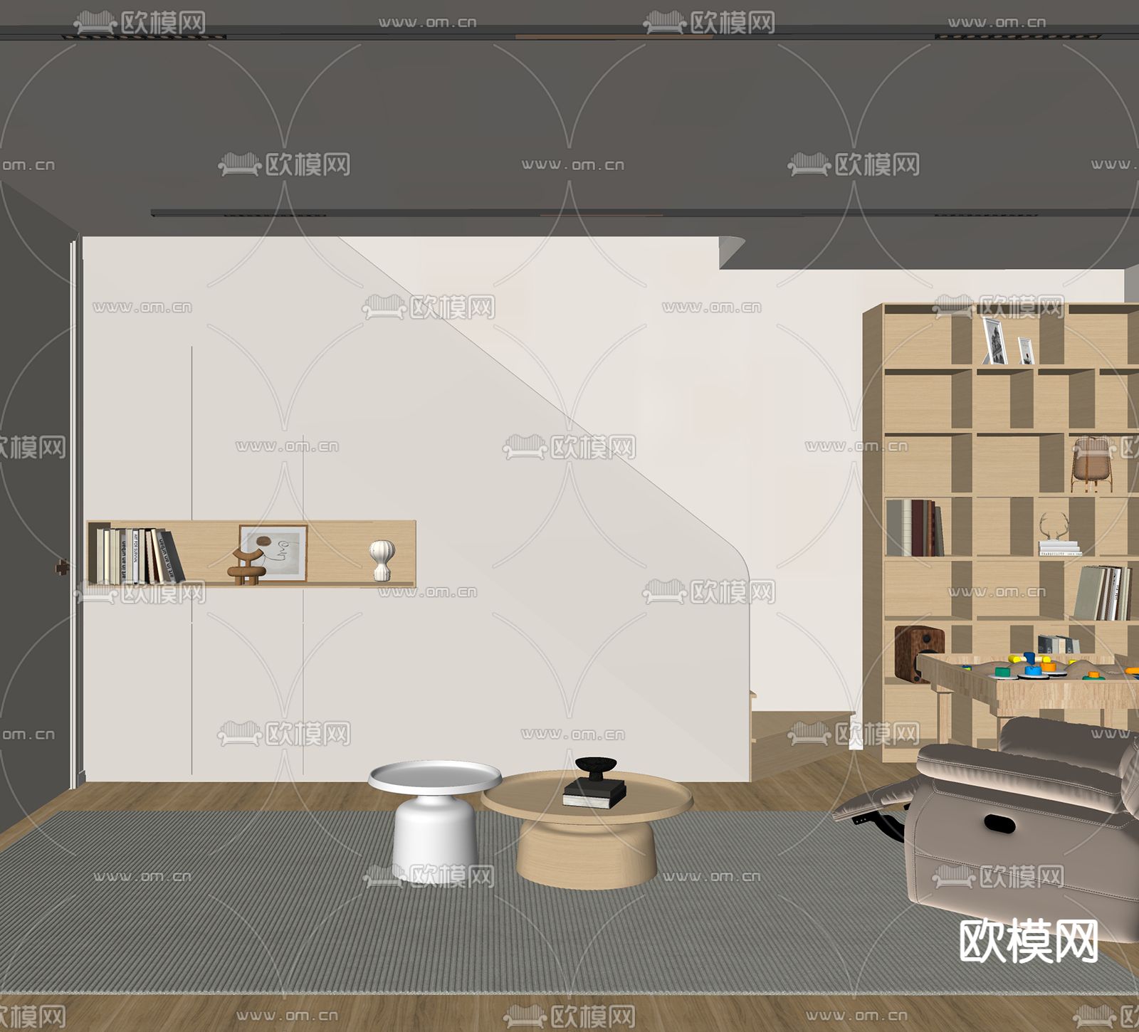 公寓楼梯间 装饰柜su模型下载（渲染图1）