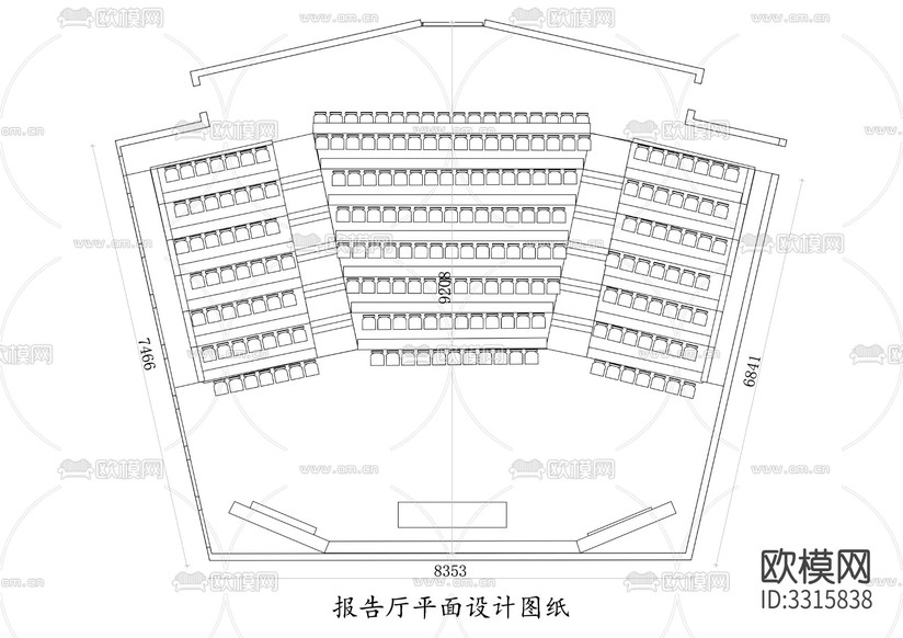 報告廳cad平面圖下載