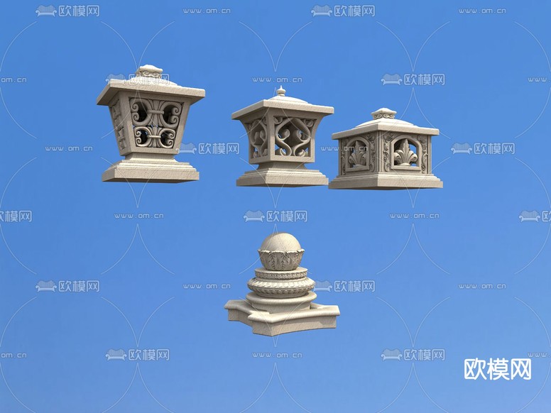别墅柱头 石膏柱头3d模型下载(渲染图1)