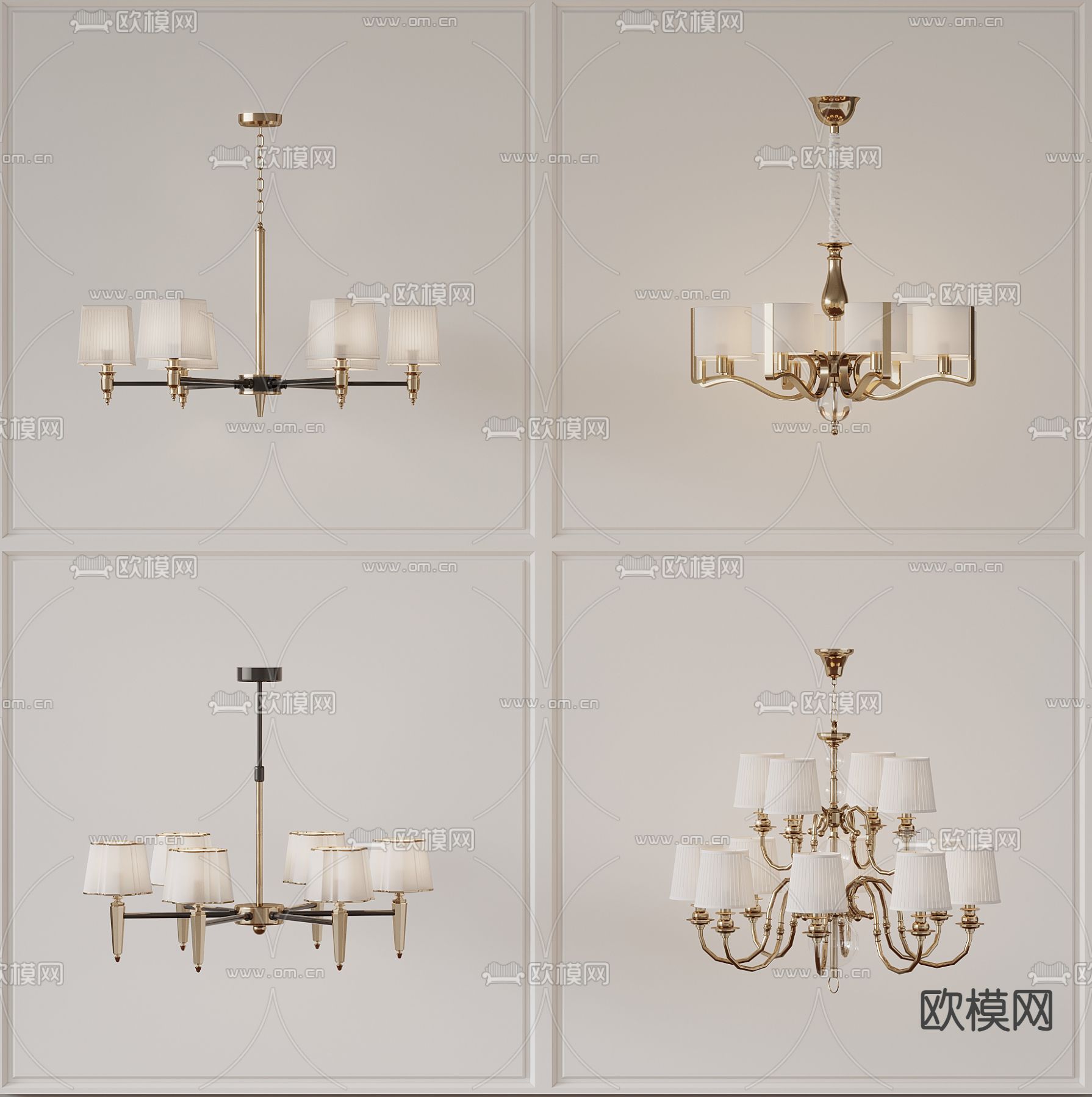 奶油风吊灯su模型下载（渲染图2）
