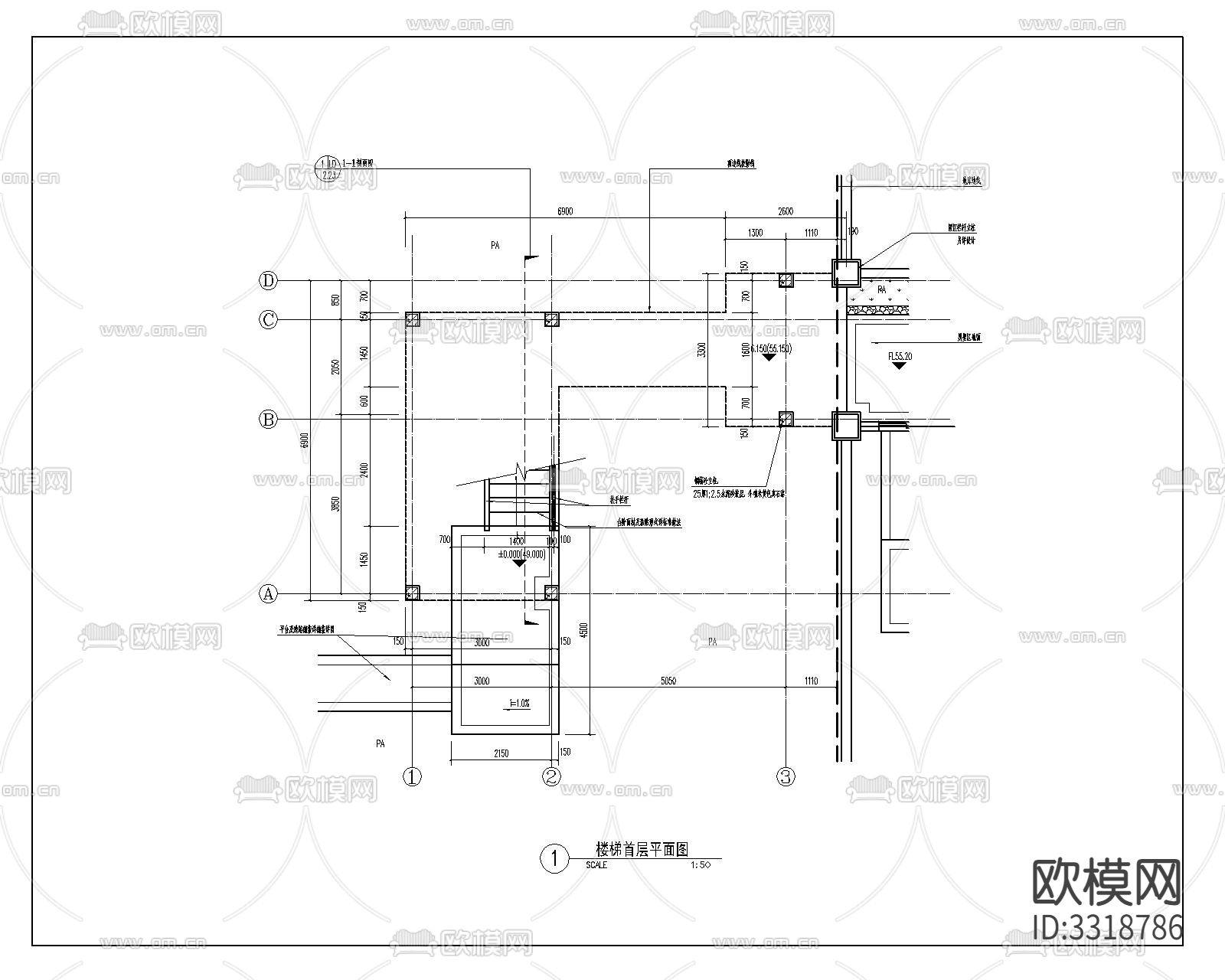 楼梯详图节点大样图下载（渲染图1）