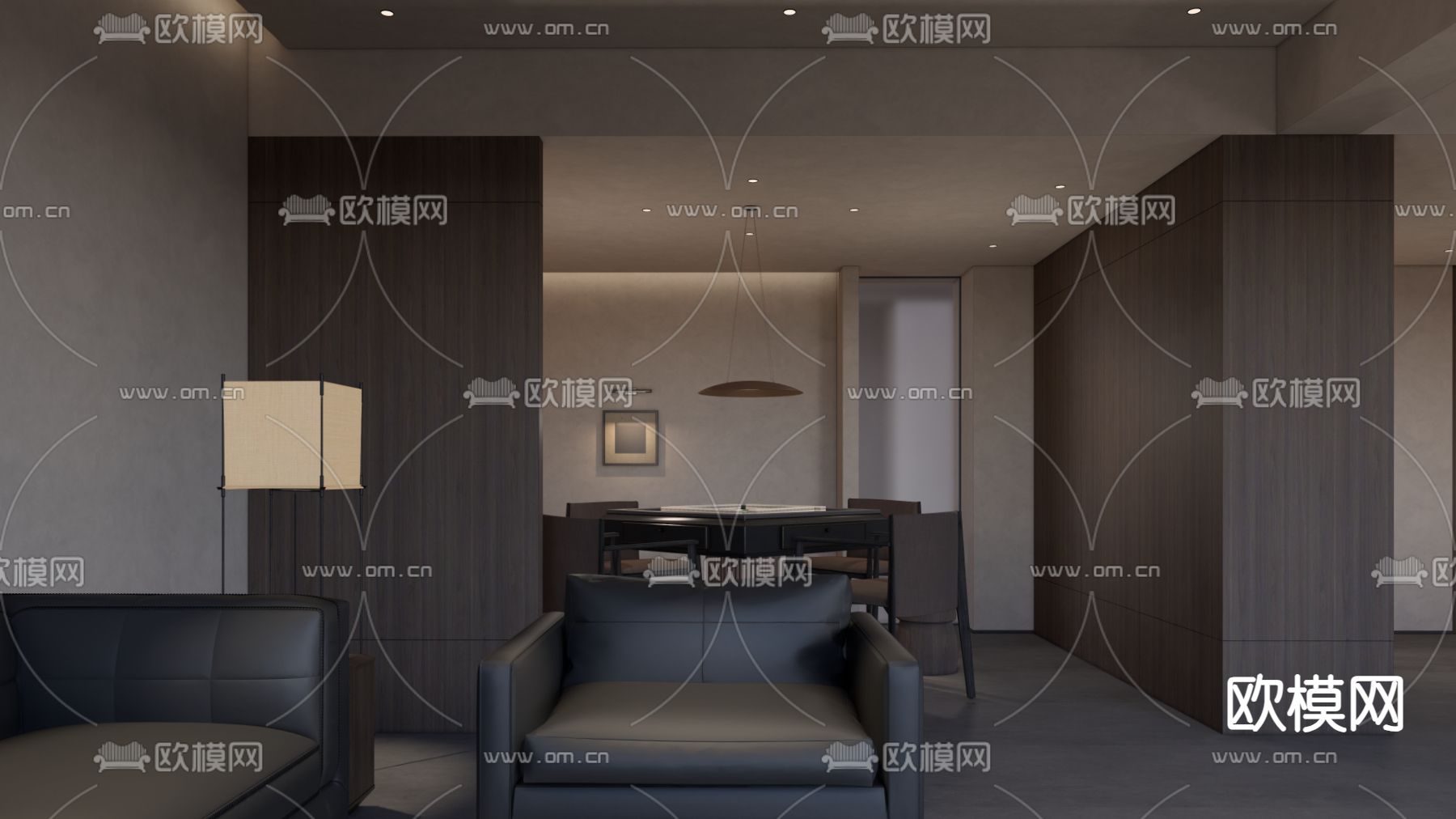 现代接待包厢su模型下载（渲染图3）