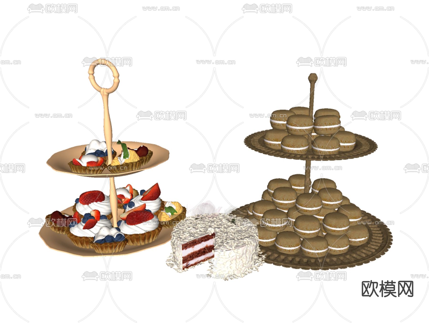托盘 糕点盘 蛋糕su模型下载（渲染图1）