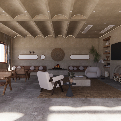  侘寂民宿 接待室 休息区su模型 