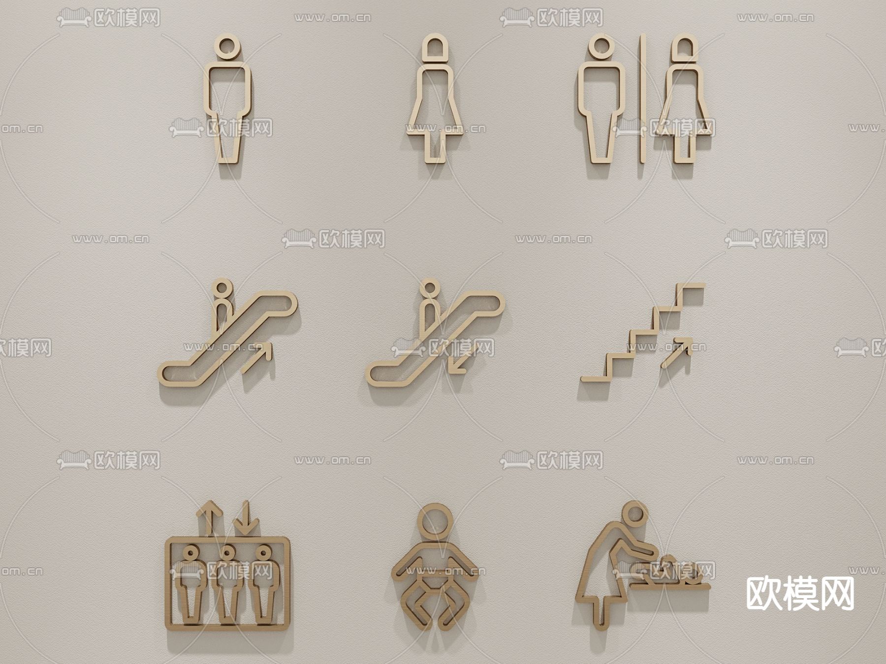 卫生间指示牌 标识牌3d模型下载