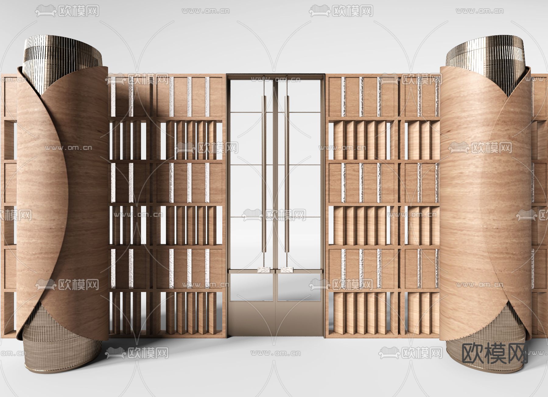 实木柱子 隔断 造型墙3d模型下载