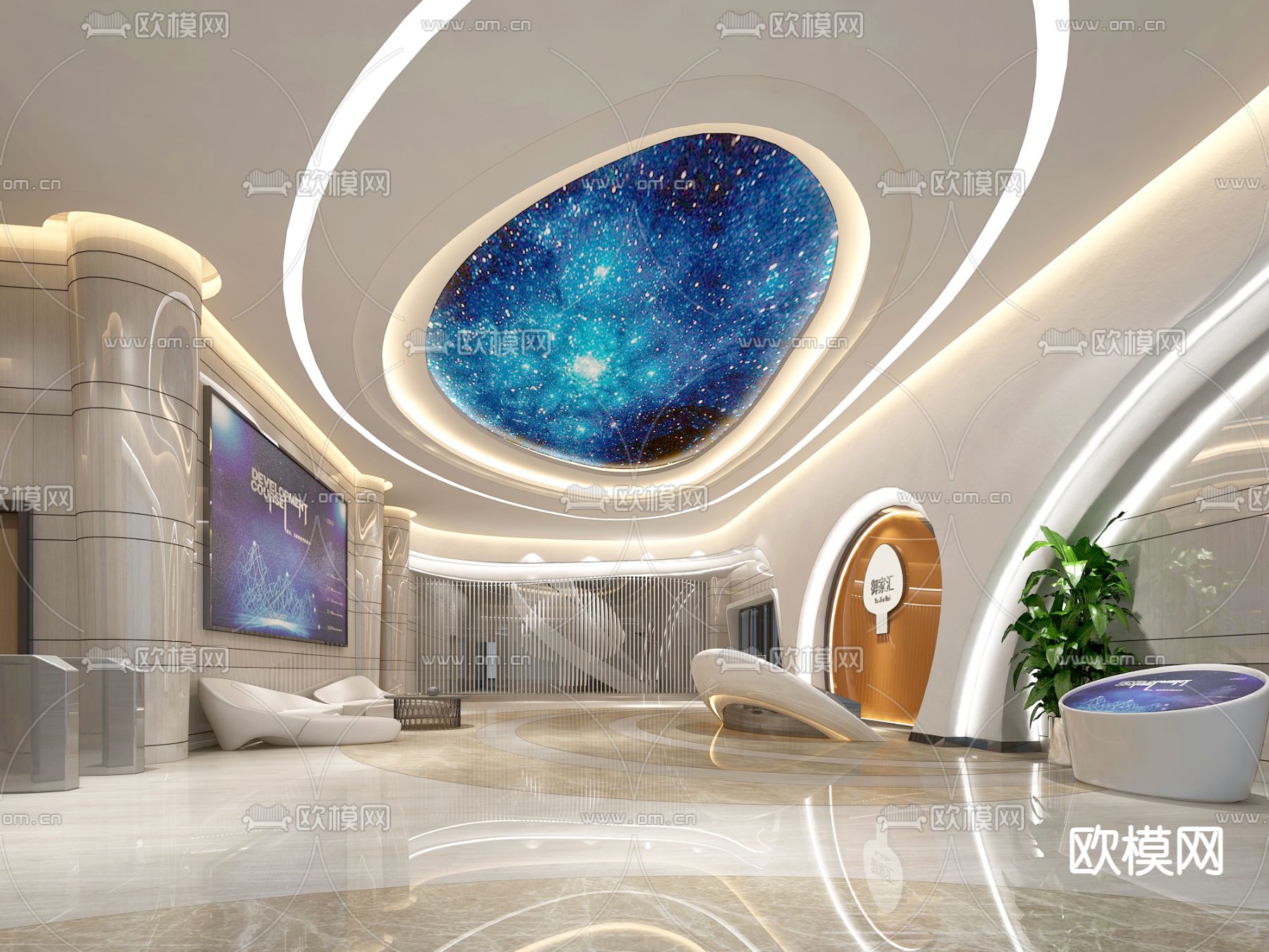 公司大堂 写字楼大堂3d模型下载