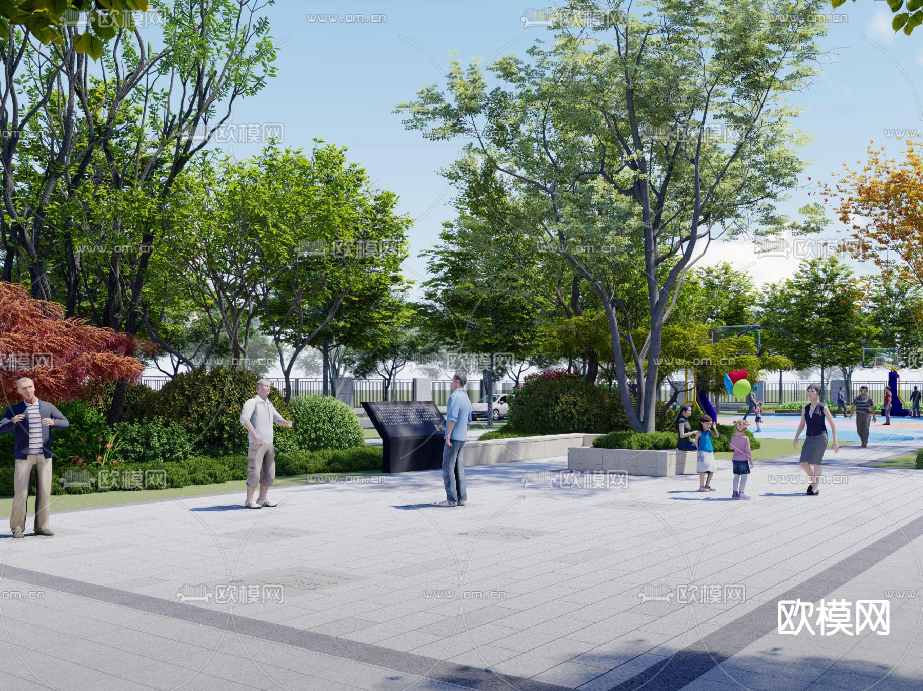 现代医院鸟瞰su模型下载（渲染图3）