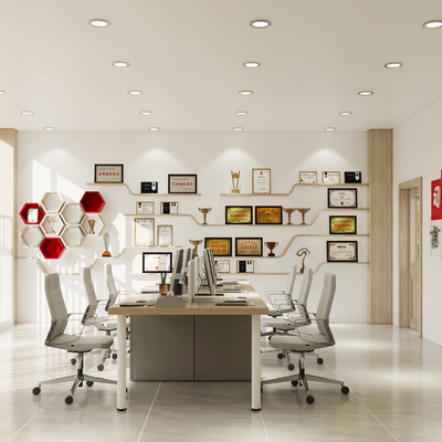  党建室办公室su模型 