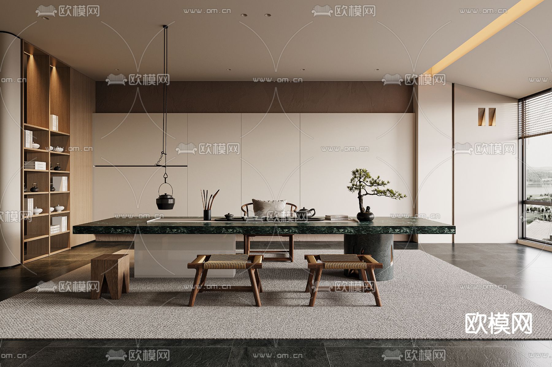 新中式茶室3d模型下载