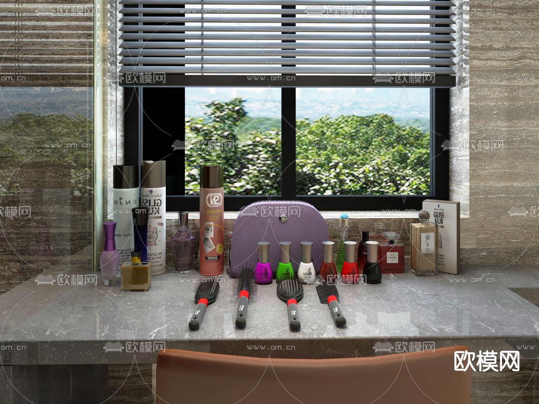 美发梳化妆品3d模型下载