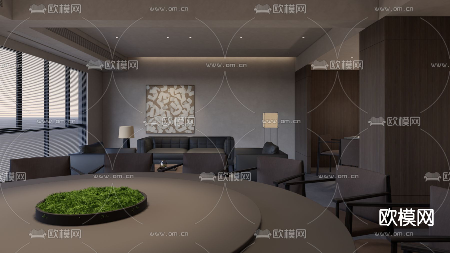 现代接待包厢su模型下载（渲染图4）