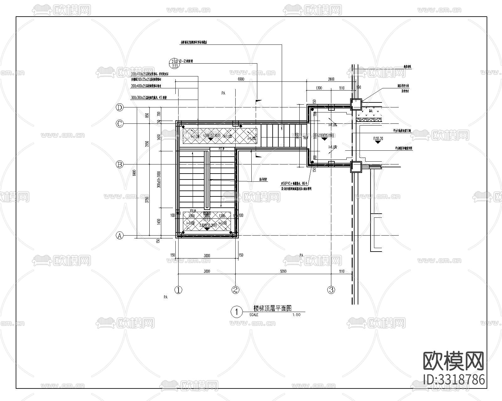 楼梯详图节点大样图下载（渲染图2）