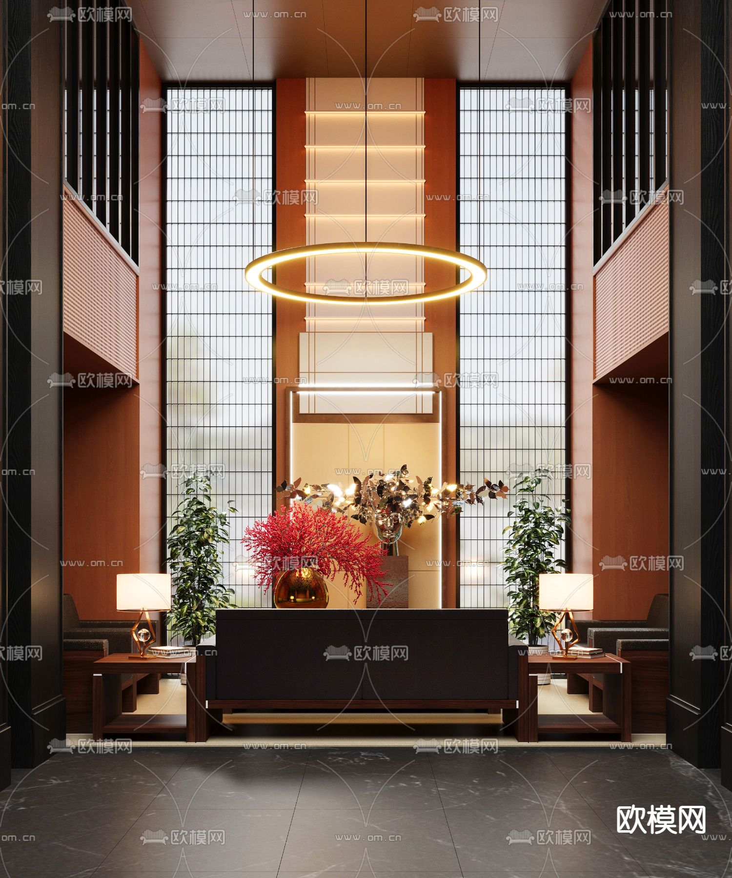 现代酒店大堂 休闲空间3d模型下载