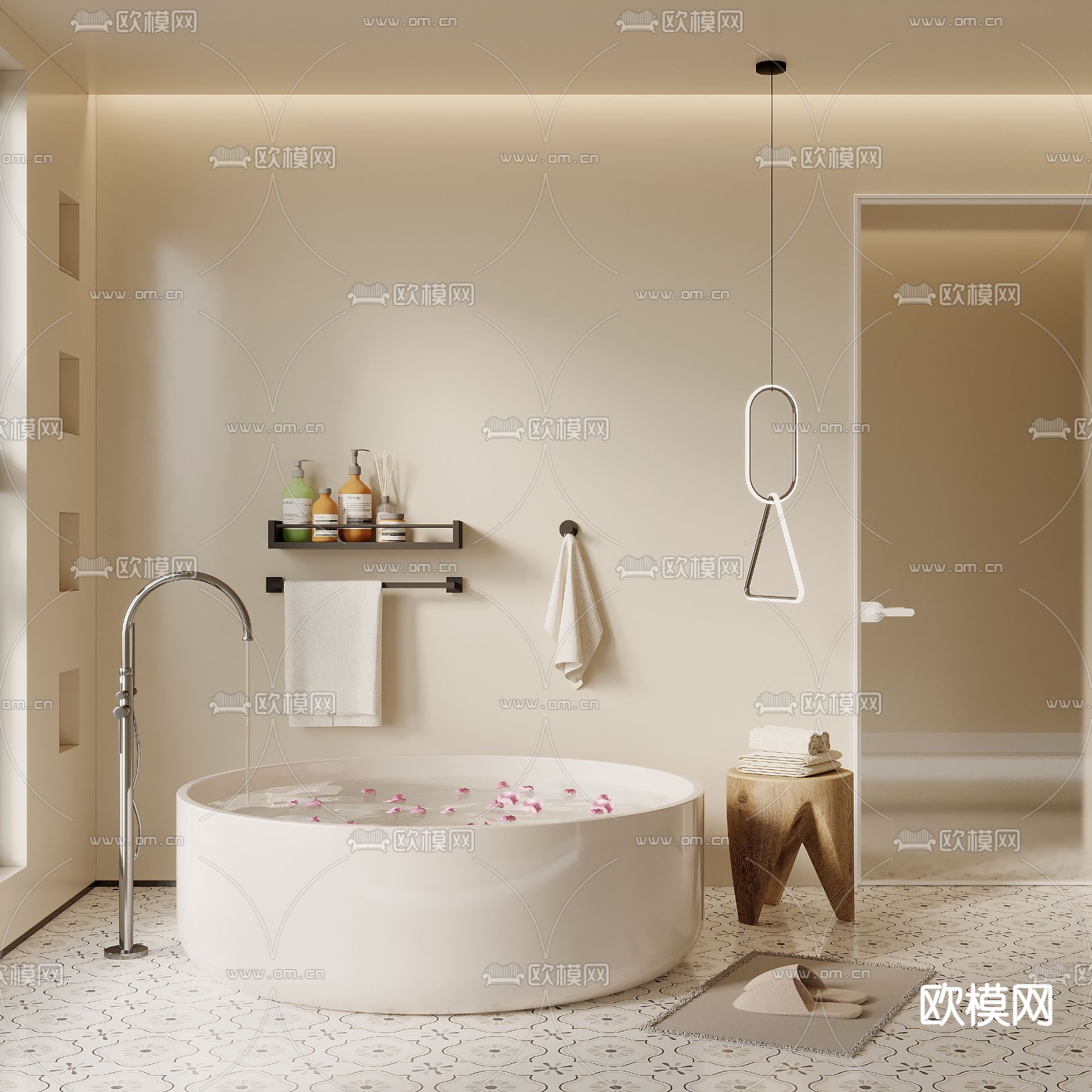 奶油风浴缸3d模型下载