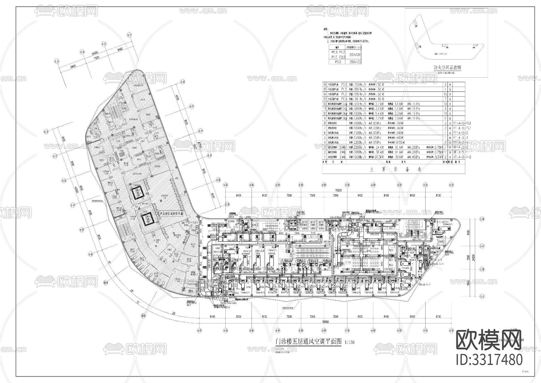 住院 门诊 地下室暖通cad平面图下载（渲染图10）