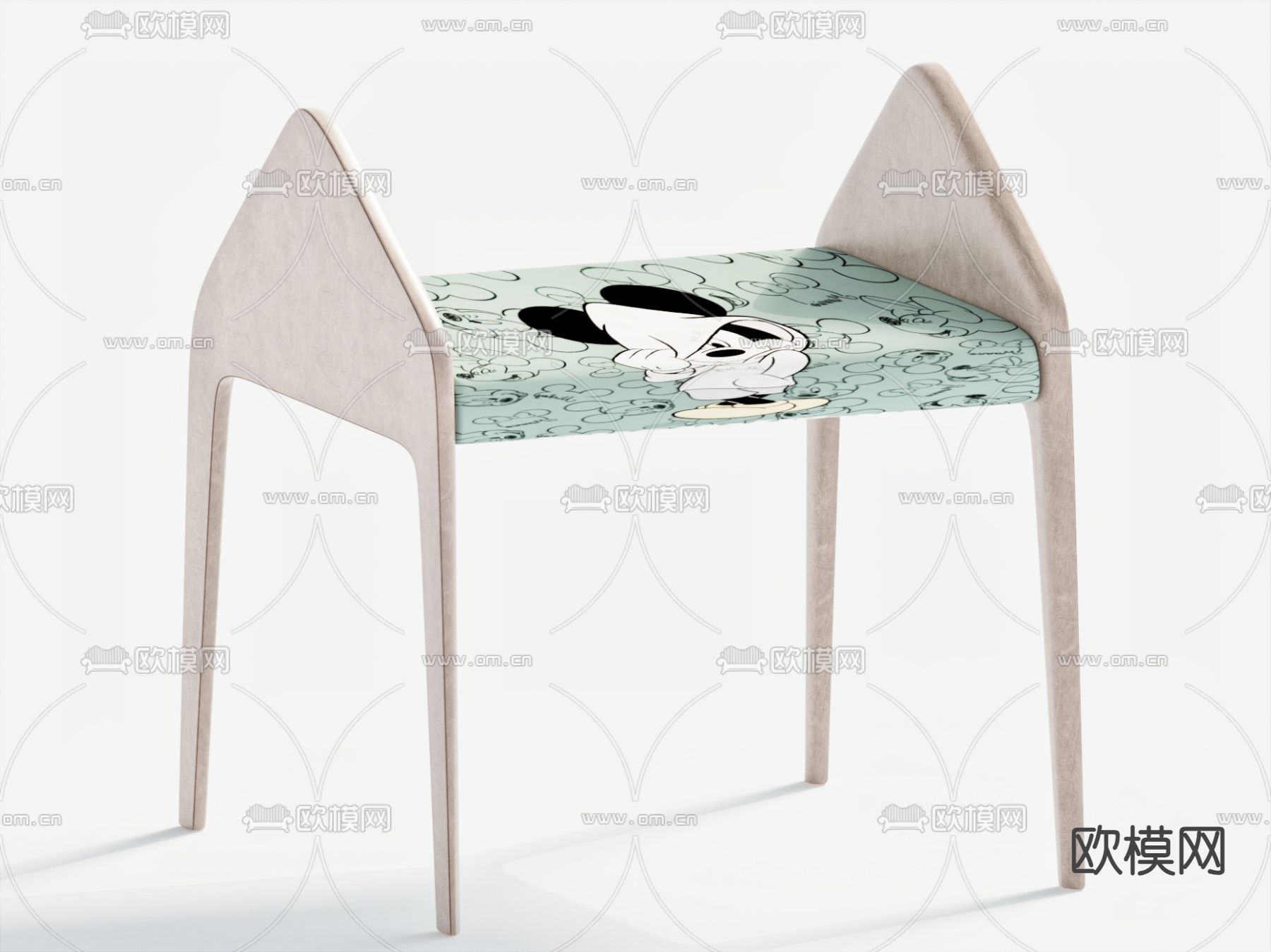 现代儿童凳 卡通椅 换鞋凳su模型下载（渲染图2）