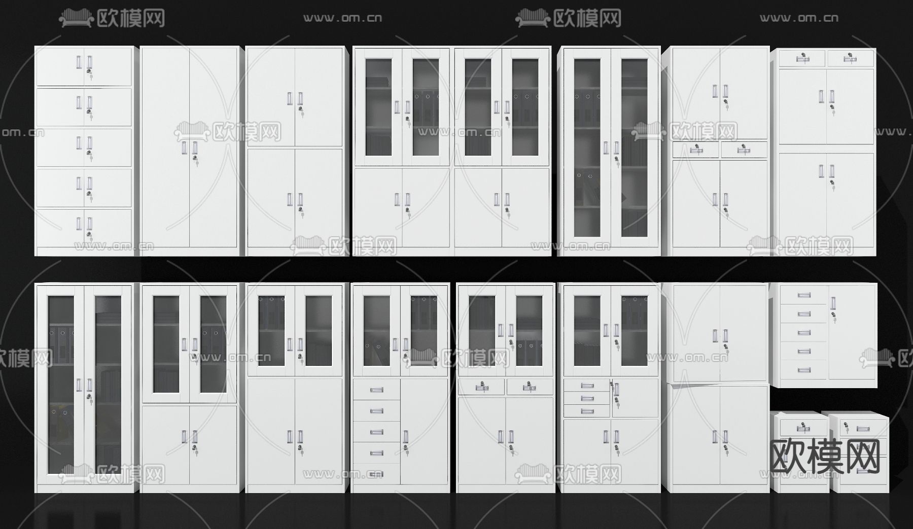 办公文件柜 资料柜3d模型下载（渲染图2）