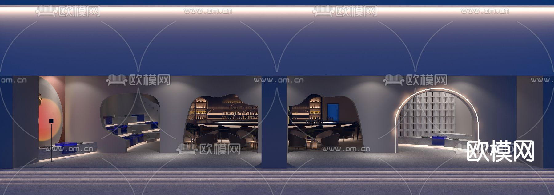 现代酒吧 清吧3d模型下载（渲染图2）