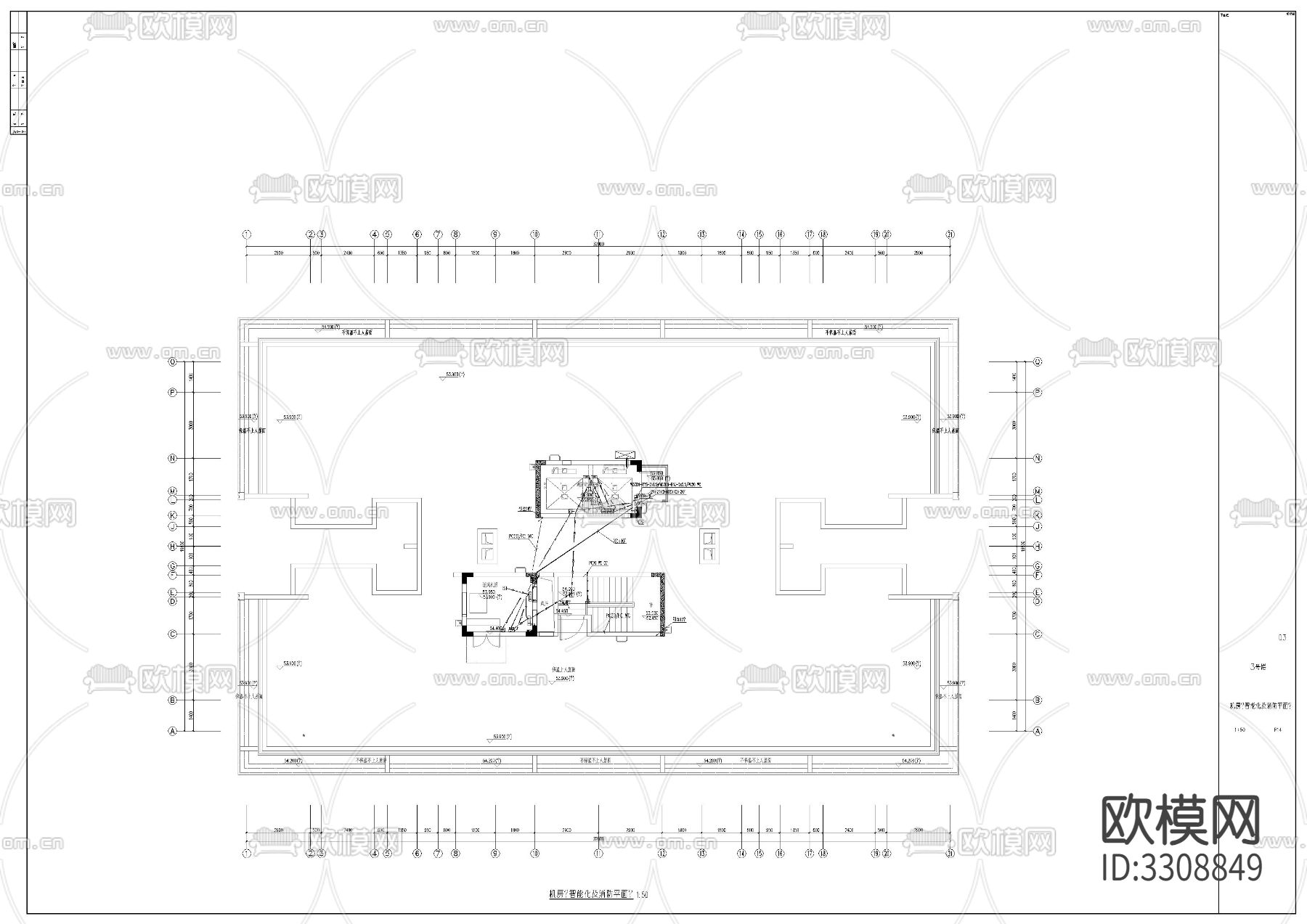 住宅楼电气cad平面图下载（渲染图1）