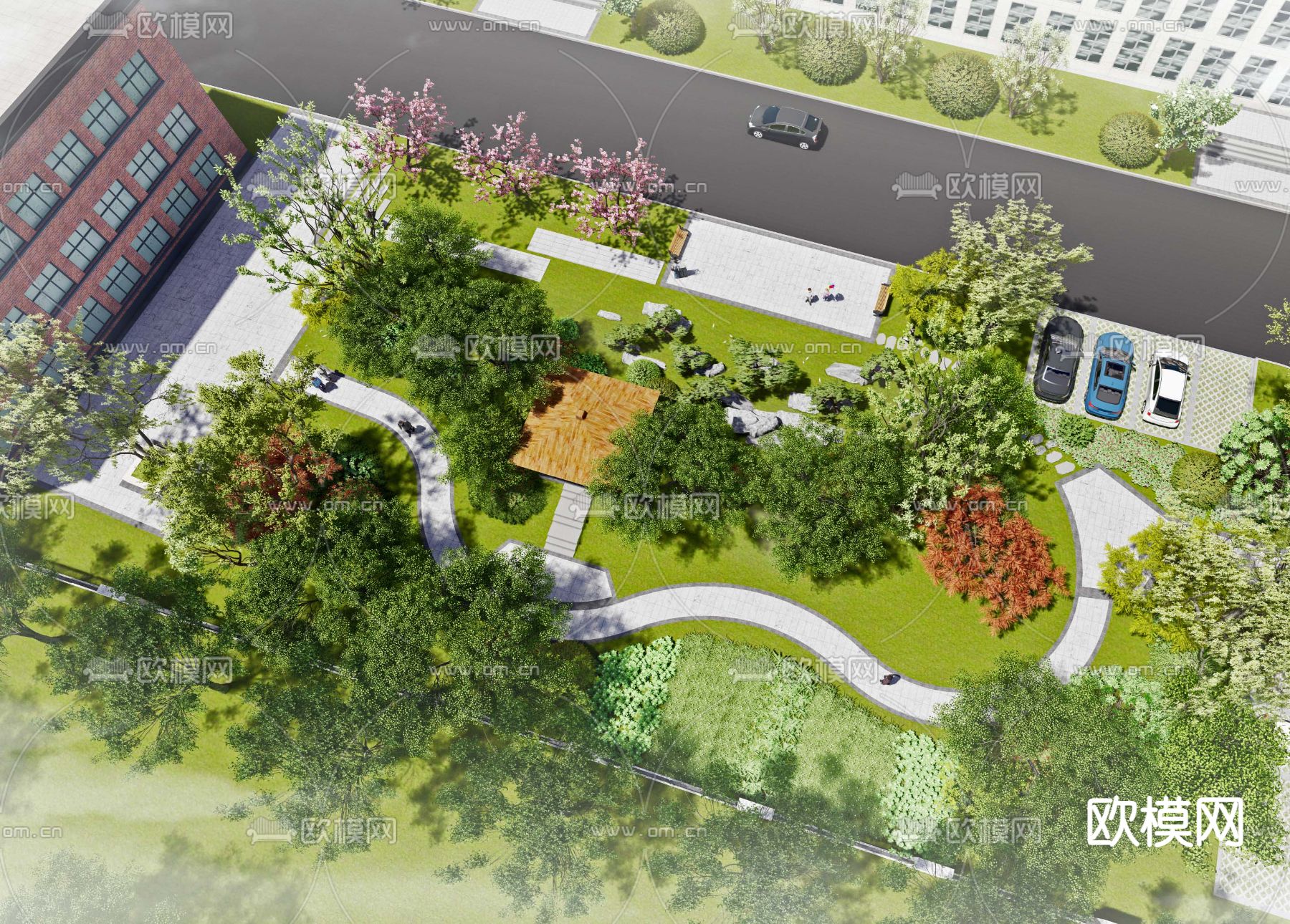 现代医院鸟瞰su模型下载（渲染图2）