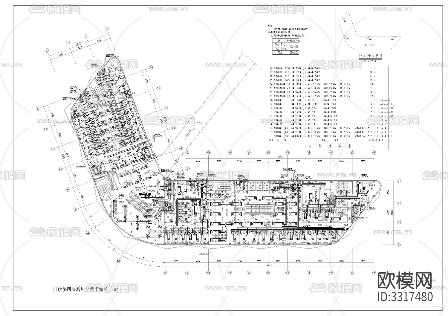 住院 门诊 地下室暖通cad平面图下载（渲染图9）