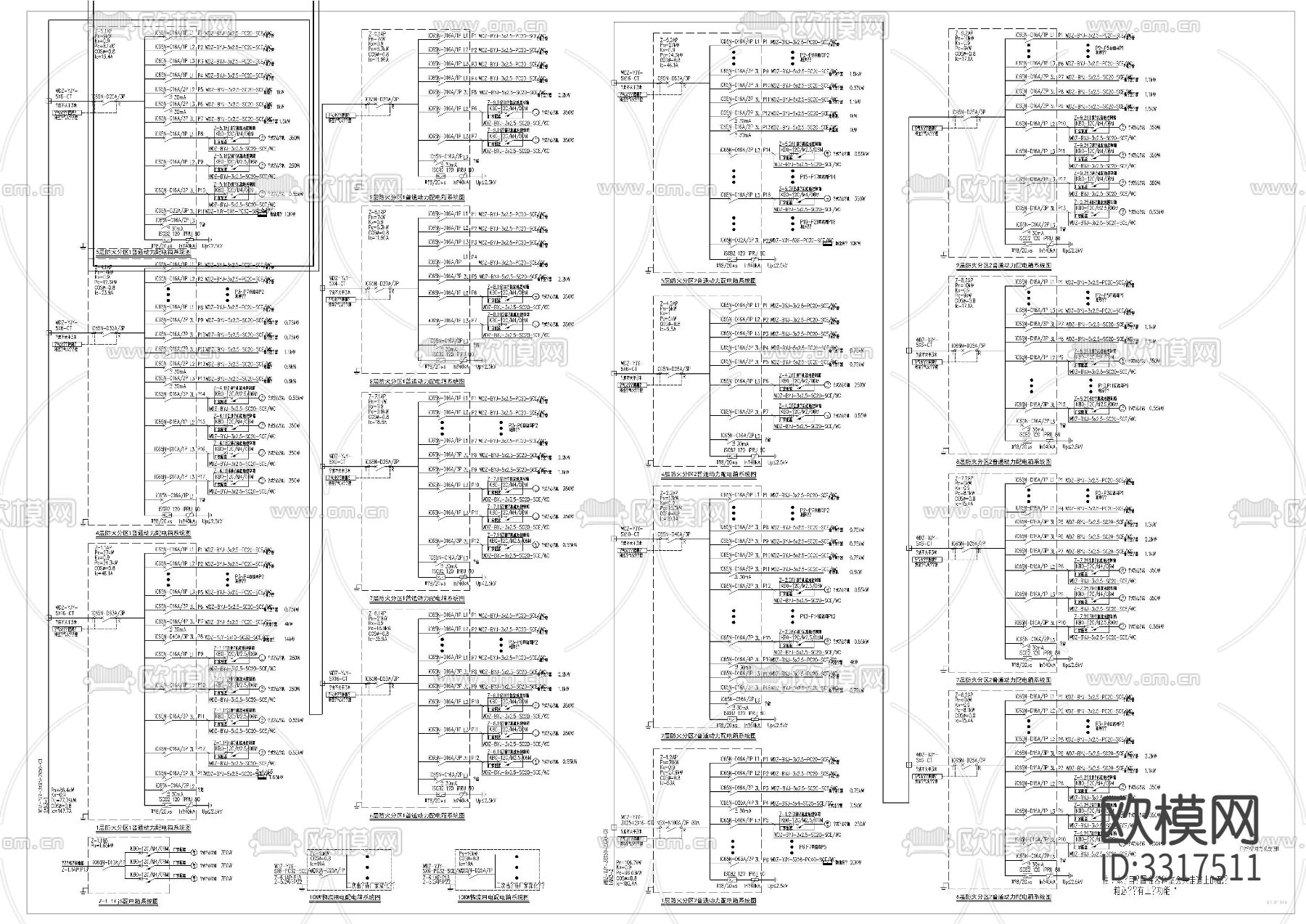 地下室 门诊楼 住院楼电气cad平面图下载（渲染图1）