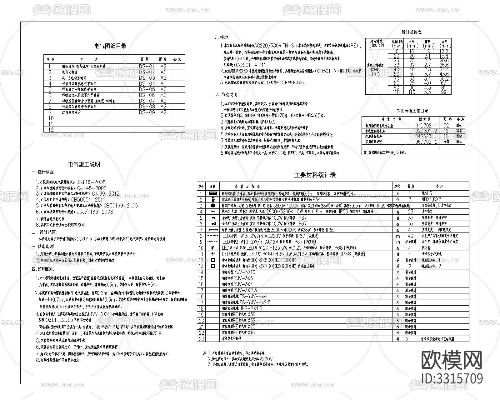 电气说明cad平面图下载（渲染图1）