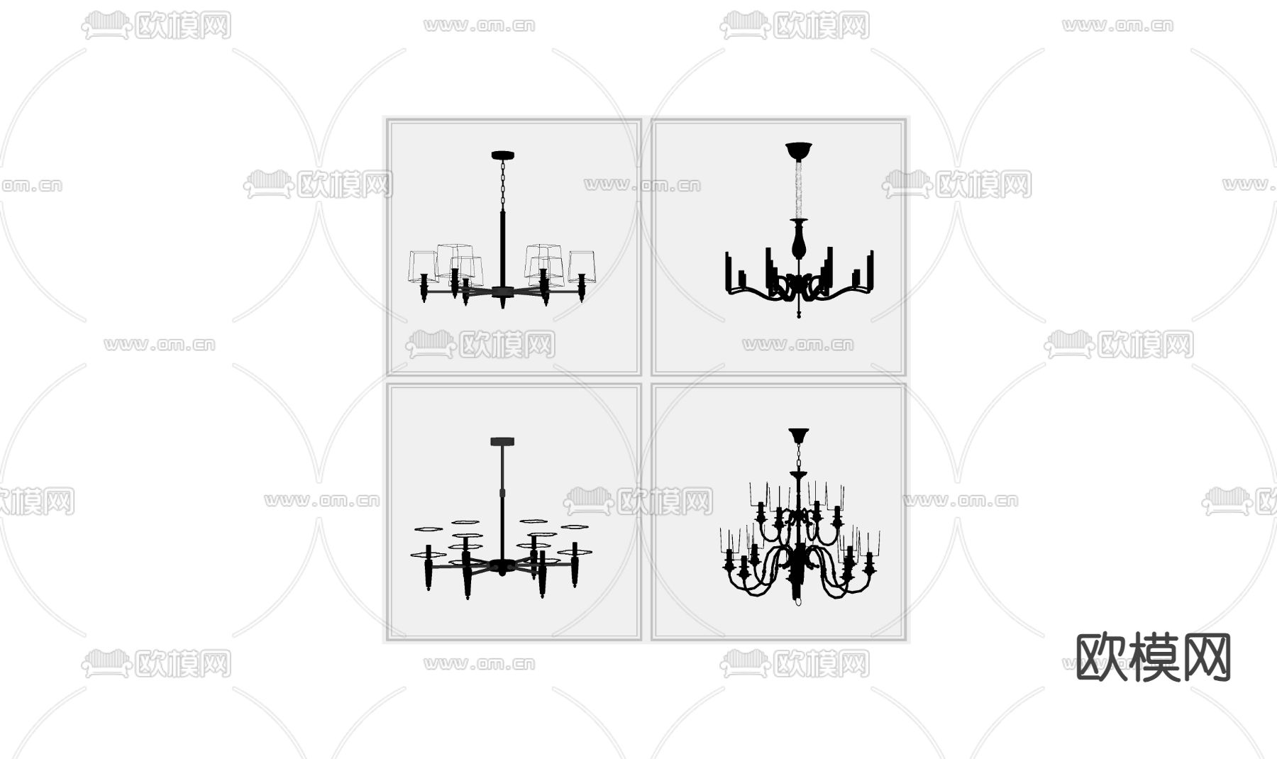 奶油风吊灯su模型下载（渲染图1）